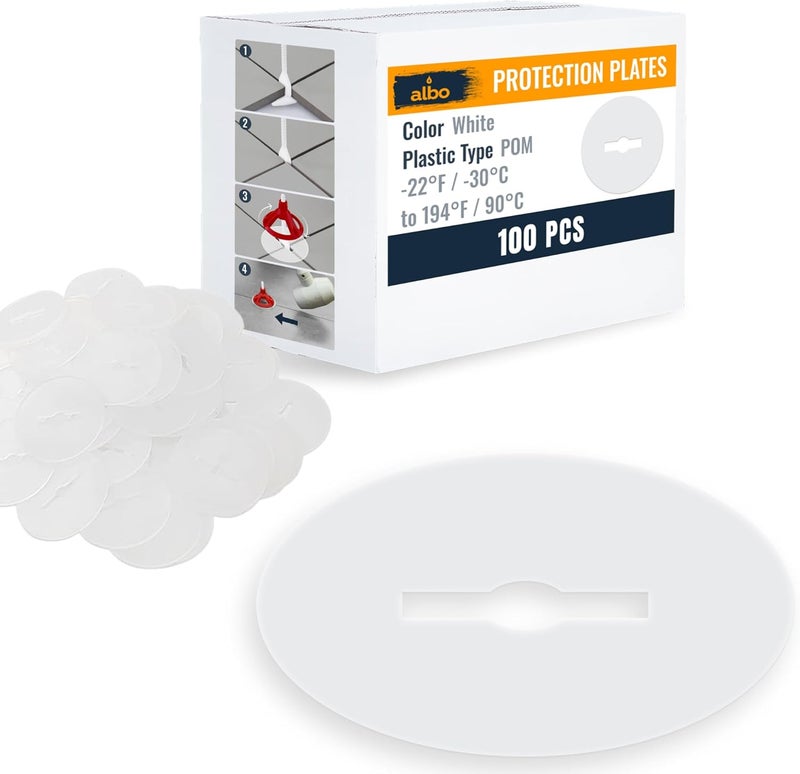 ALBO Tile Leveling System Protection Plates - 100 PCS - Clear Scratch - Resistant Shields for Professional Floor & Wall Installation Compatible with Self-Leveling Spacer Kits, Fits All Tile Sizes - Image 1